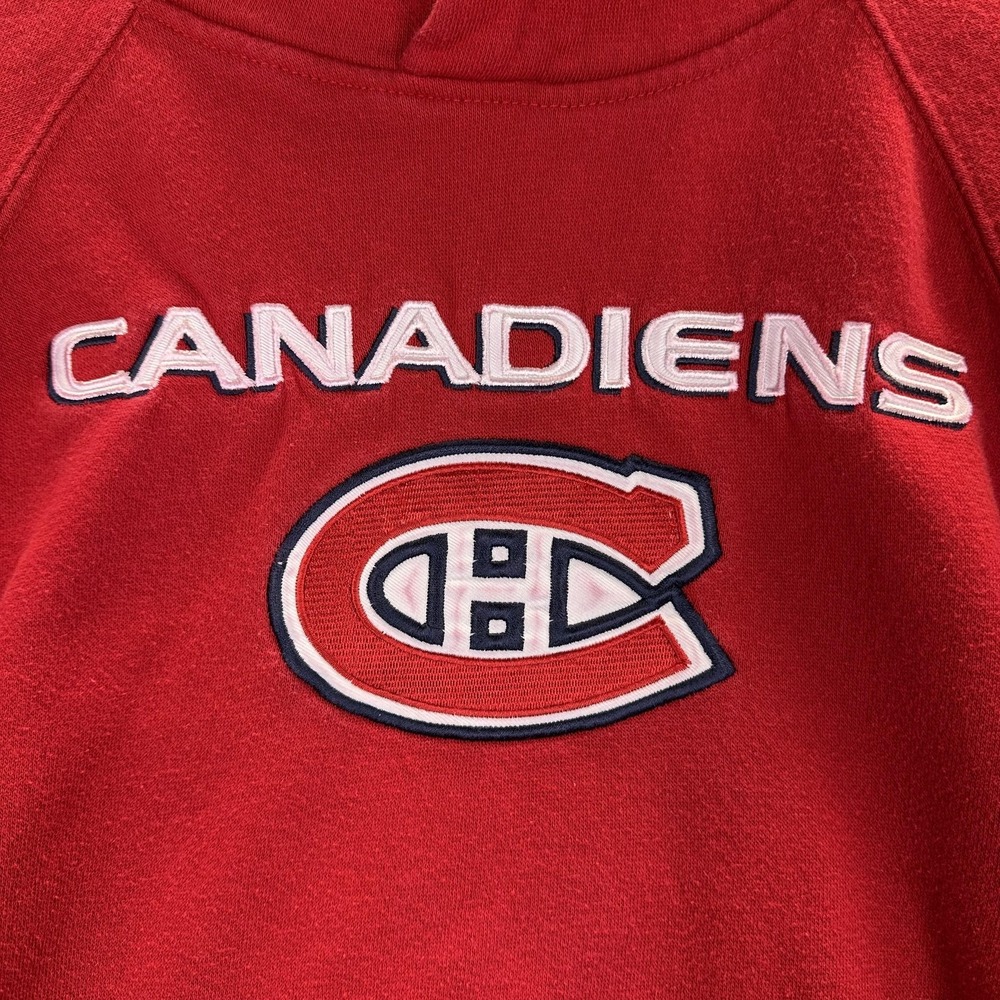 Montreal Canadiens Hoodie Boys 8 Red NHL Hockey Reebok Fleece Logo Sweatshirt - Picture 2 of 13